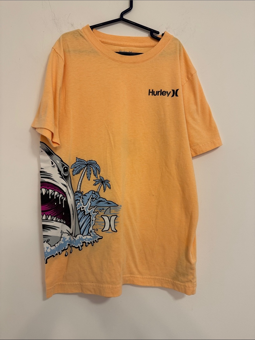 Hurley Orange Graphic Shark Tee with Palm Detail